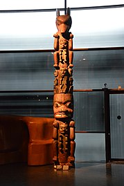 A heraldic mast, or totem pole, from the Nisga'a people in British Columbia, Canada (1890)