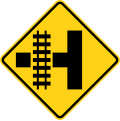 W10-3L Side road with parallel tracks (left)