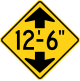 Zeichen W12-2 Maximal zulässige Höhe (angegeben in Fuß und Inch, also hier 12 Fuß 6 Inch)