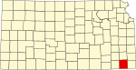 State map highlighting Labette County