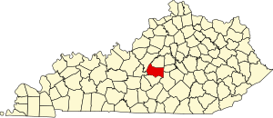 Map of Kentucky highlighting Marion County