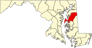 Map of Maryland highlighting Queen Anne's County