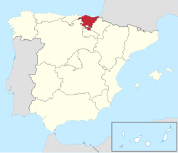 Location of the Basque Country community in Spain