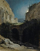 Paysage Nocturne avec les Ruines d'une Église (1845)