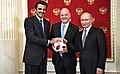 Image 21Russia handing over the symbolic relay baton for the hosting rights of the 2022 FIFA World Cup to Qatar in June 2018 (from Political corruption)
