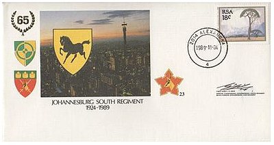 SADF era Regiment Johannesburg South commemorative letter