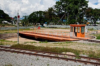 Turntable on the Sabah State Railway at Papar Station (Sabah, Malaysia)