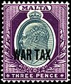 Malta, 1918: Postage stamp with wartime taxation applied