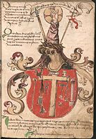 Fictive coat of arms of Jesus Christ in the Wernigerode Armorial (Southern Germany, c. 1490)