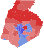 A map of the 2022 Frederick county executive election showing how candidates did in each precinct
