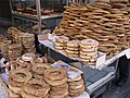 Simit, koulouri, or gevrek, a ring-shaped bread coated with sesame seeds