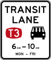 (R7-7-5) T3 Transit Lane Restriction (3 people or more (1 driver, 2 passengers))