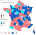 Party affiliation of the General Council Presidents of the various departments in the elections of 2004