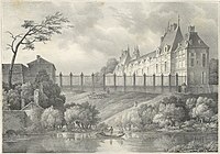 Chateau d'Eu, lithograph by C. Motte from the drawing by Renoux