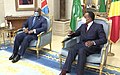 Image 29President Félix Tshisekedi with the president of neighbouring Republic of the Congo Denis Sassou Nguesso in 2020; both wear face masks due to the ongoing COVID-19 pandemic. (from Democratic Republic of the Congo)