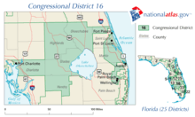 Map of Florida's 16th congressional district with the boundaries from 2003 to 2013
