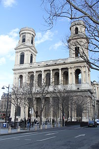 Facade of the Church of Saint-Sulpice (1732–80) by Jean-Nicolas Servandoni, then Oudot de Maclaurin and Jean-François Chalgrin