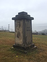 Lord Dundonald's marker to commemorate the 11 who died on his flagship, HMS Wellesley; Royal Navy Burying Ground (Halifax, Nova Scotia), (1850)