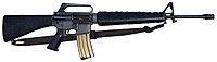 An M16A1 assault rifle.