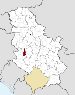 Location of the municipality of Požega within Serbia