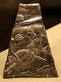 Votive offering in metal with relief of boys on horseback, Newgrange, County Meath, 2nd-4th century AD