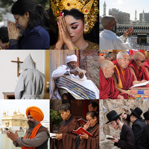 Collage of various religionists praying – Clickable Image