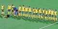The South African field hockey team at the 2008 Summer Olympics just before the match against Great Britain