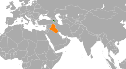 Map indicating locations of Armenia and Iraq