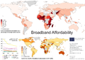 Image 7 Broadband affordability in 2011 This map presents an overview of broadband affordability, as the relationship between average yearly income per capita and the cost of a broadband subscription (data referring to 2011). Source: Information Geographies at the Oxford Internet Institute. (from Internet access)