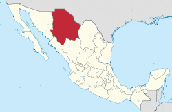 Map of Mexico with Chihuahua highlighted