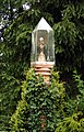 Monument with a Monstrance in Rybnik, Poland in front of the Church of St. Laurence.