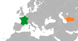 Map indicating locations of France and Turkmenistan
