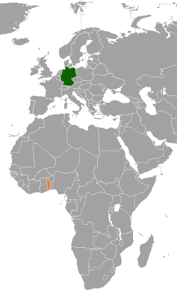 Map indicating locations of Germany and Togo