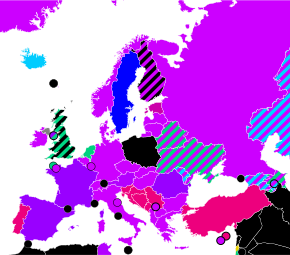A country map of Europe color-coded for abortion access.