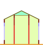 Hallenkirche mit flacher Mittelschiffsdecke und leicht geneigten Seitenschiffsdecken