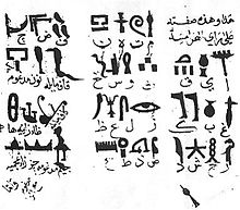 Hieroglyphs with Arabic characters