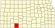 Map of Kansas highlighting Clark County
