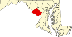 Location of Montgomery County in the U.S. state of Maryland.