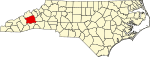 State map highlighting Buncombe County