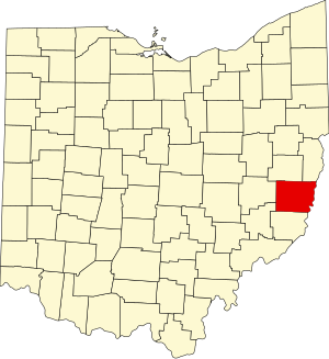 Map of Ohio highlighting Belmont County