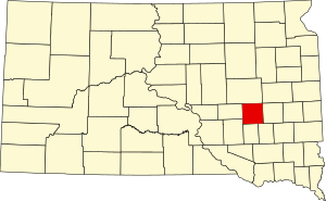 Map of South Dakota highlighting Sanborn County