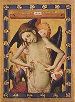 Master Francke, Man of Sorrows, with the Arma Christi and Angels, c. 1430, Museum der bildenden Künste, Leipzig