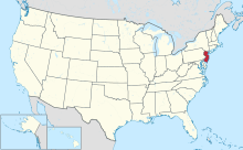 Map of the United States with New Jersey highlighted