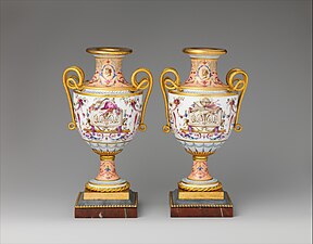 Pair of vases; 1789; hard-paste porcelain, gilt bronze, marble; height (each): 23 cm; Metropolitan Museum of Art