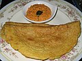 Telugu Pesarattu, savoury mung-bean crêpe