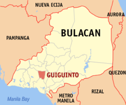 Map of Bulacan with Guiguinto highlighted