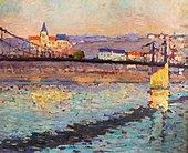 1904, Triel sur Seine, le pont du chemin de fer, 46 × 55 cm