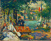 Un après-midi à l'Ile aux Cerises, Rouen, oil on canvas, 50 × 61.2 cm