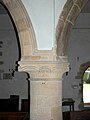 St Leonard and James': capital of column between east and middle arches of arcade of south aisle: square-cut on east side (circa 1180) but octagonally-cut on west side (early 13th century)