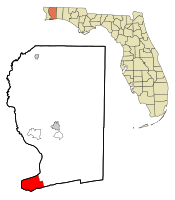 Location in Santa Rosa County and the state of Florida